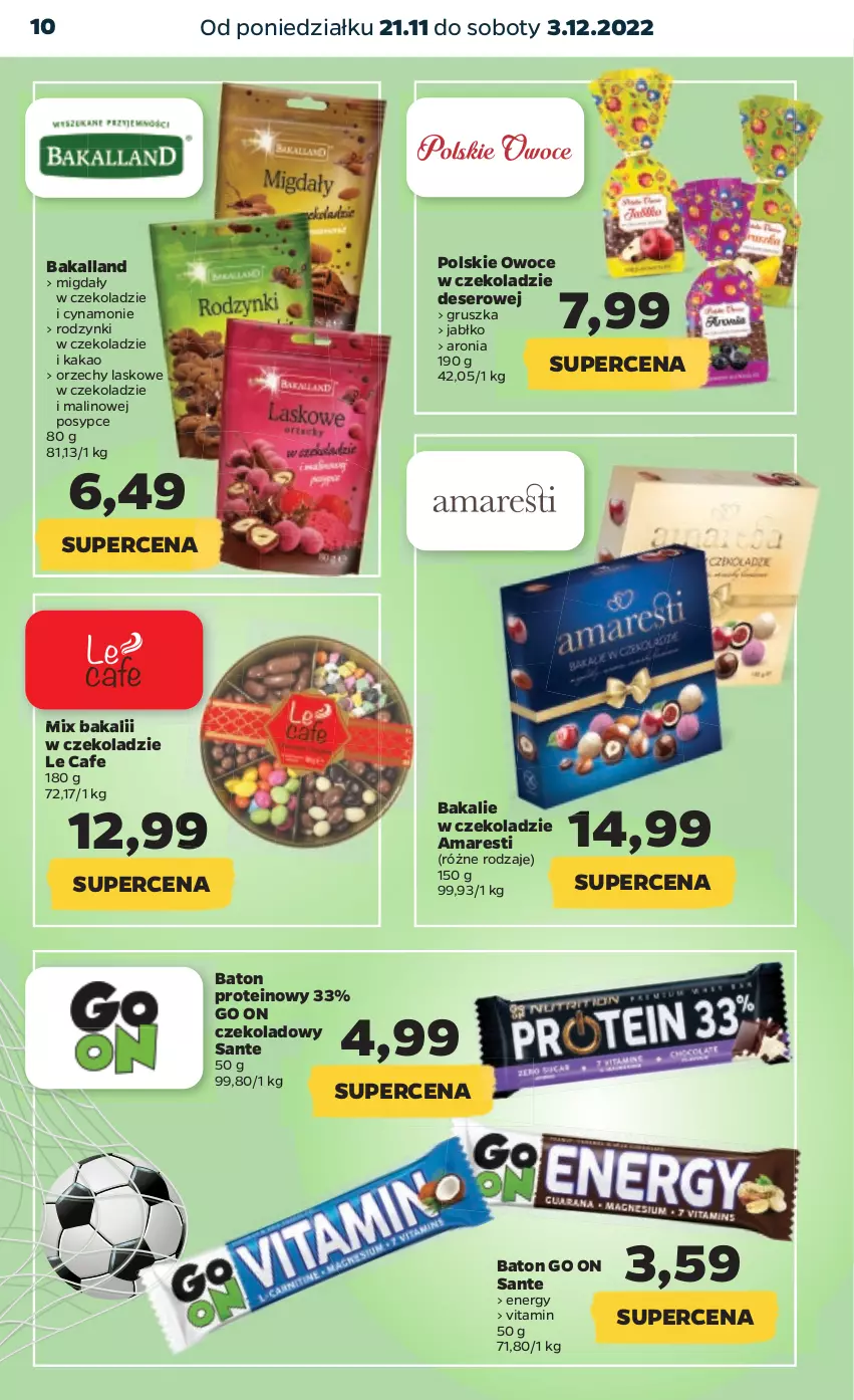 Gazetka promocyjna Netto - Oferta na Mundial - ważna 21.11 do 03.12.2022 - strona 10 - produkty: Aronia, Bakalland, Baton, Deser, Kakao, Migdały, Migdały w czekoladzie, Owoce, Rodzynki, Sante, Ser