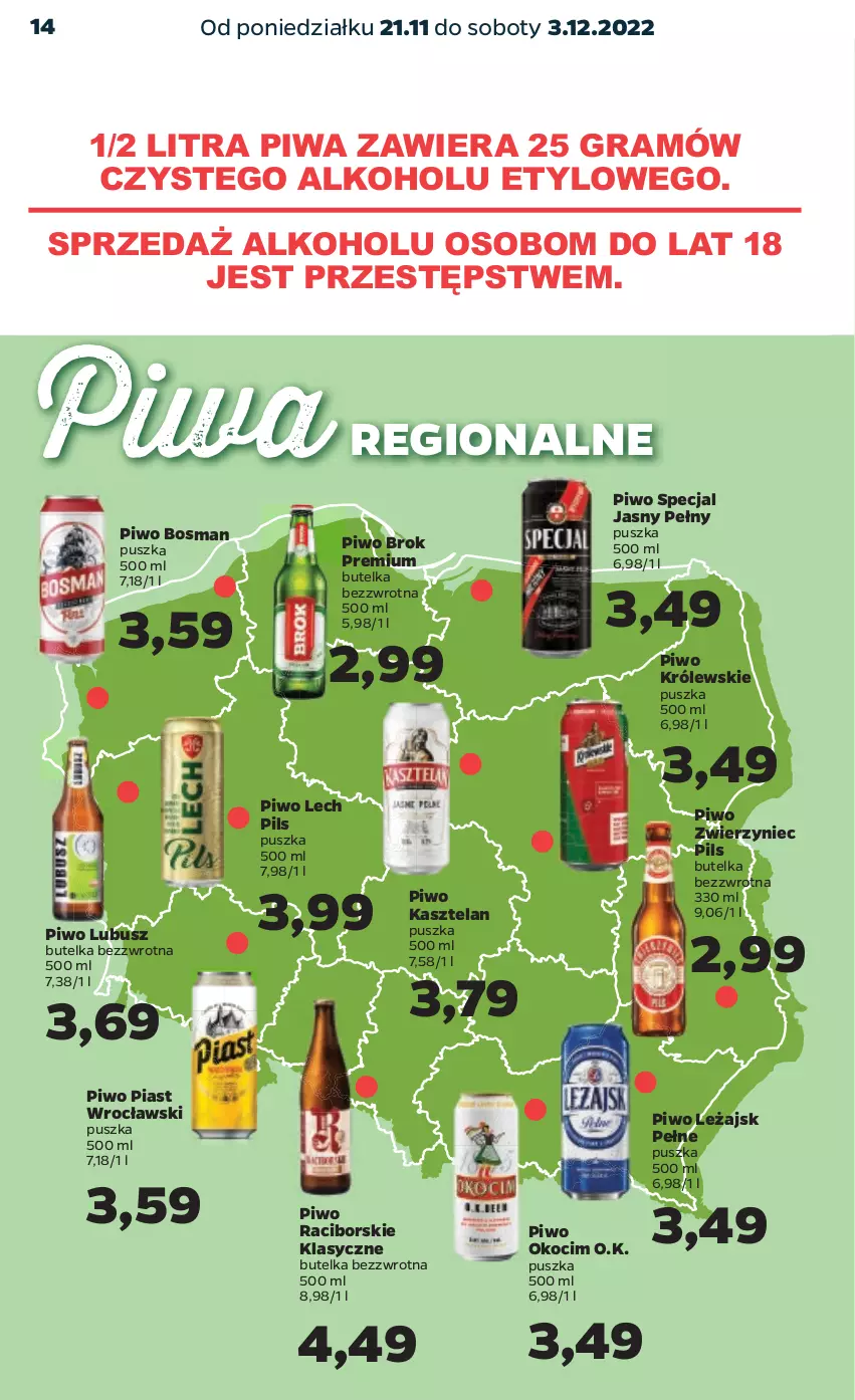 Gazetka promocyjna Netto - Oferta na Mundial - ważna 21.11 do 03.12.2022 - strona 14 - produkty: Gra, Kasztelan, Koc, Królewski, Okocim, Piast, Piwa, Piwo