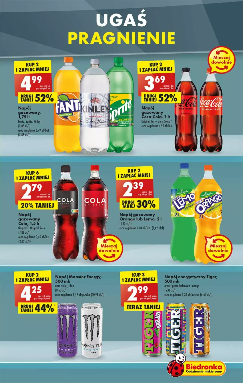 Gazetka promocyjna Biedronka - W tym tygodniu - ważna 28.03 do 02.04.2022 - strona 47 - produkty: Arbuz, Coca-Cola, Dron, Fa, Fanta, Gin, Leon, Mango, Napój, Napój energetyczny, Napój gazowany, Sprite, Tera, Tiger