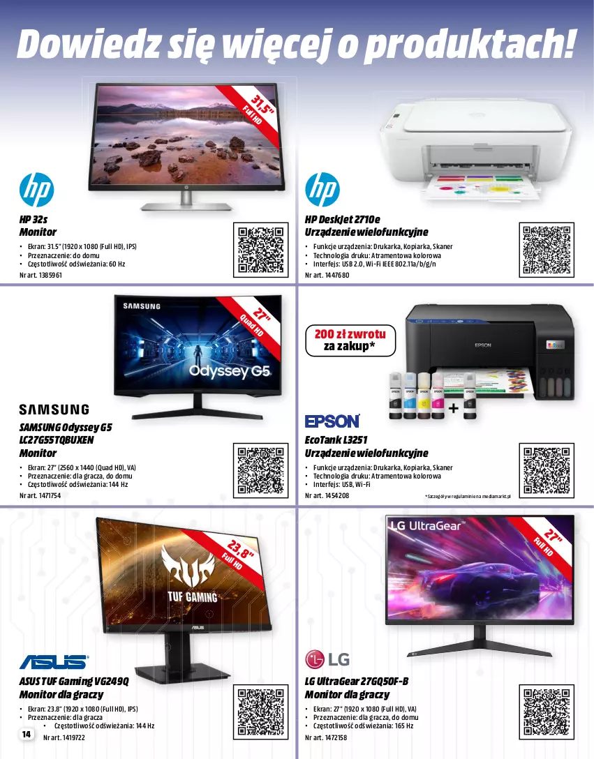 Gazetka promocyjna Media Markt - Gazetka Media Markt - ważna 01.02 do 28.02.2023 - strona 14 - produkty: Asus, Drukarka, Gra, HP, LG, Monitor, Samsung, Skaner, Urządzenie wielofunkcyjne