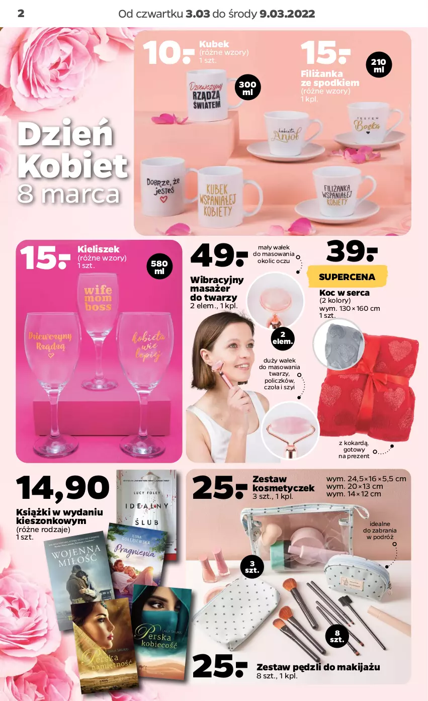 Gazetka promocyjna Netto - Gazetka non food 3.03-9.03 - ważna 03.03 do 09.03.2022 - strona 2 - produkty: Filiżanka, Kieliszek, Koc, Kubek, Makijaż, Masażer, Ser, Wałek, Zestaw pędzli