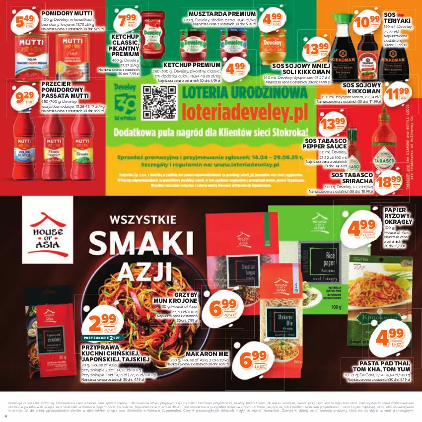 Gazetka promocyjna Stokrotka - Katalog Kulinarny - ważna 12.06 do 25.06.2025 - strona 4 - produkty: Grzyby, Grzyby mun, House of Asia, Kawa, Ketchup, Makaron, Mięso, Mus, Musztarda, Owoce, Papier, Papier ryżowy, Pomidory, Ryż, Ser, Sos, Sos sojowy, Sos tabasco, Warzywa
