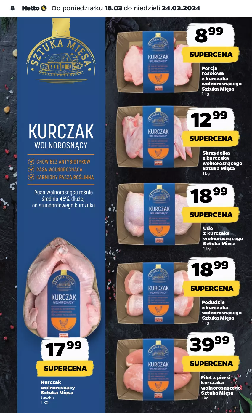 Gazetka promocyjna Netto - Artykuły spożywcze - ważna 18.03 do 24.03.2024 - strona 8 - produkty: Filet z piersi kurczaka, Kurczak, Podudzie z kurczaka, Por, Skrzydełka z kurczaka, Tusz, Udo z kurczaka