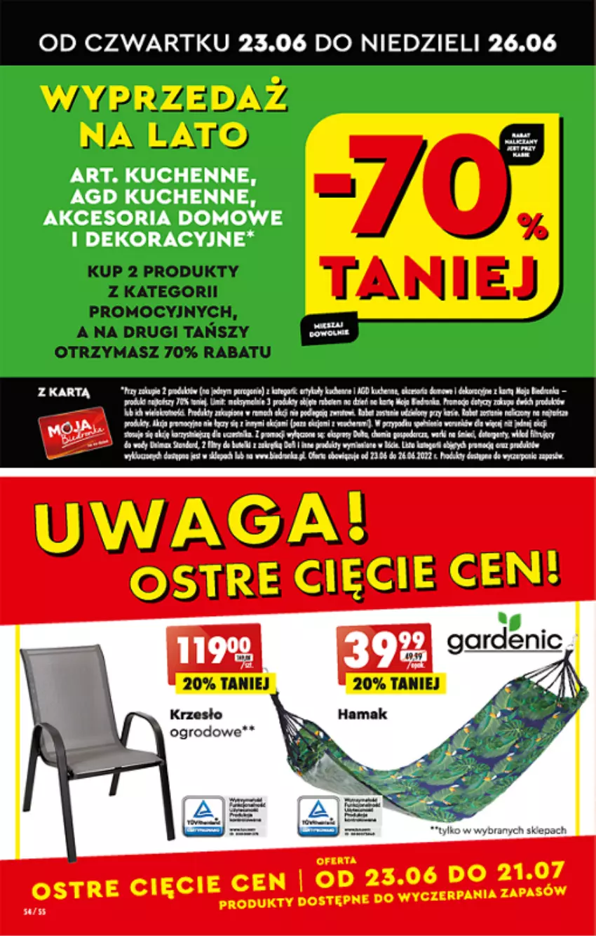 Gazetka promocyjna Biedronka - ważna 23.06 do 29.06.2022 - strona 54 - produkty: Krzesło, Krzesło ogrodowe, Okap