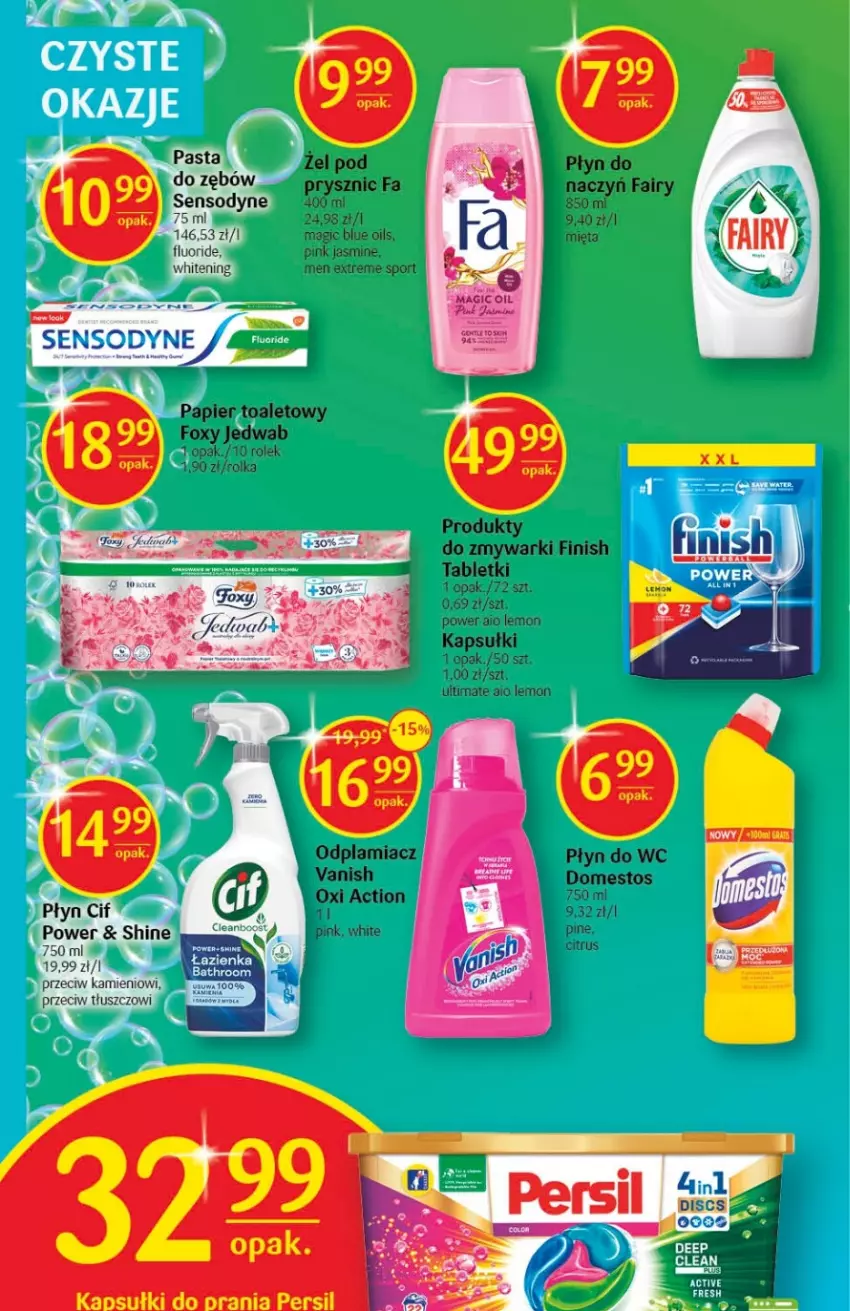 Gazetka promocyjna Delikatesy Centrum - Gazetka DC43 - ważna 03.11 do 09.11.2022 - strona 30 - produkty: Cif, Domestos, Fa, Fairy, Finish, Foxy, Mięta, Odplamiacz, Papier, Papier toaletowy, Płyn do wc, Por, Sensodyne, Sport, Tablet, Vanish, Zmywarki