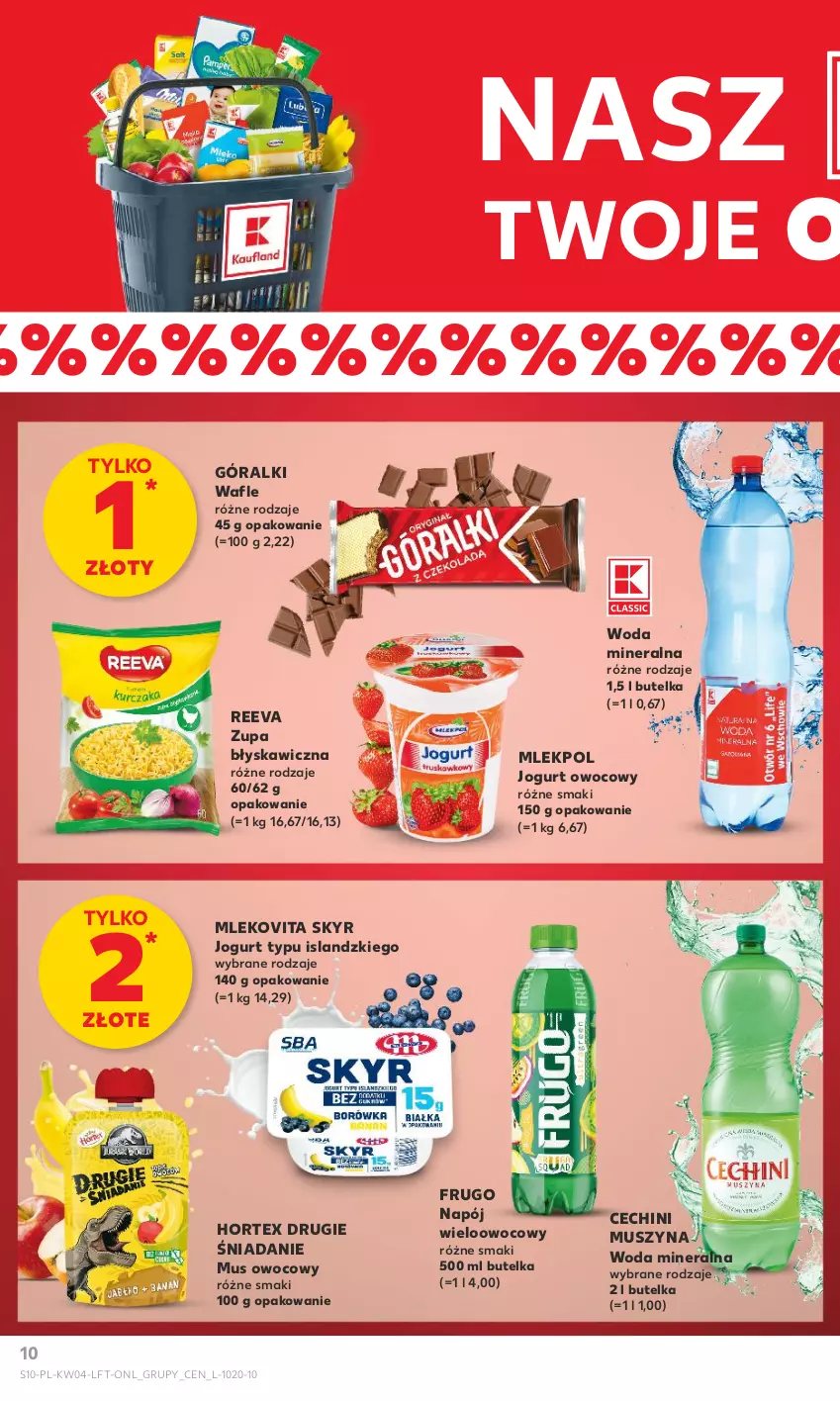 Gazetka promocyjna Kaufland - Gazetka tygodnia - ważna 25.01 do 31.01.2024 - strona 10 - produkty: Góralki, Hortex, Isla, Jogurt, Jogurt owocowy, Mleko, Mlekovita, Mus, Napój, Szyna, Wafle, Woda, Woda mineralna, Zupa