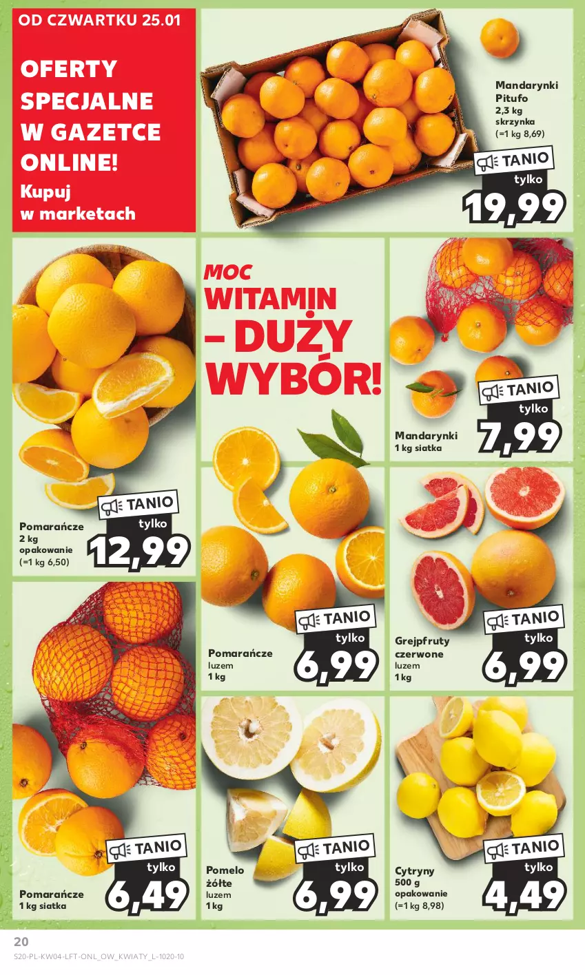 Gazetka promocyjna Kaufland - Gazetka tygodnia - ważna 25.01 do 31.01.2024 - strona 20 - produkty: Cytryny, Grejpfrut, Mandarynki, Pomarańcze, Pomelo, Siatka