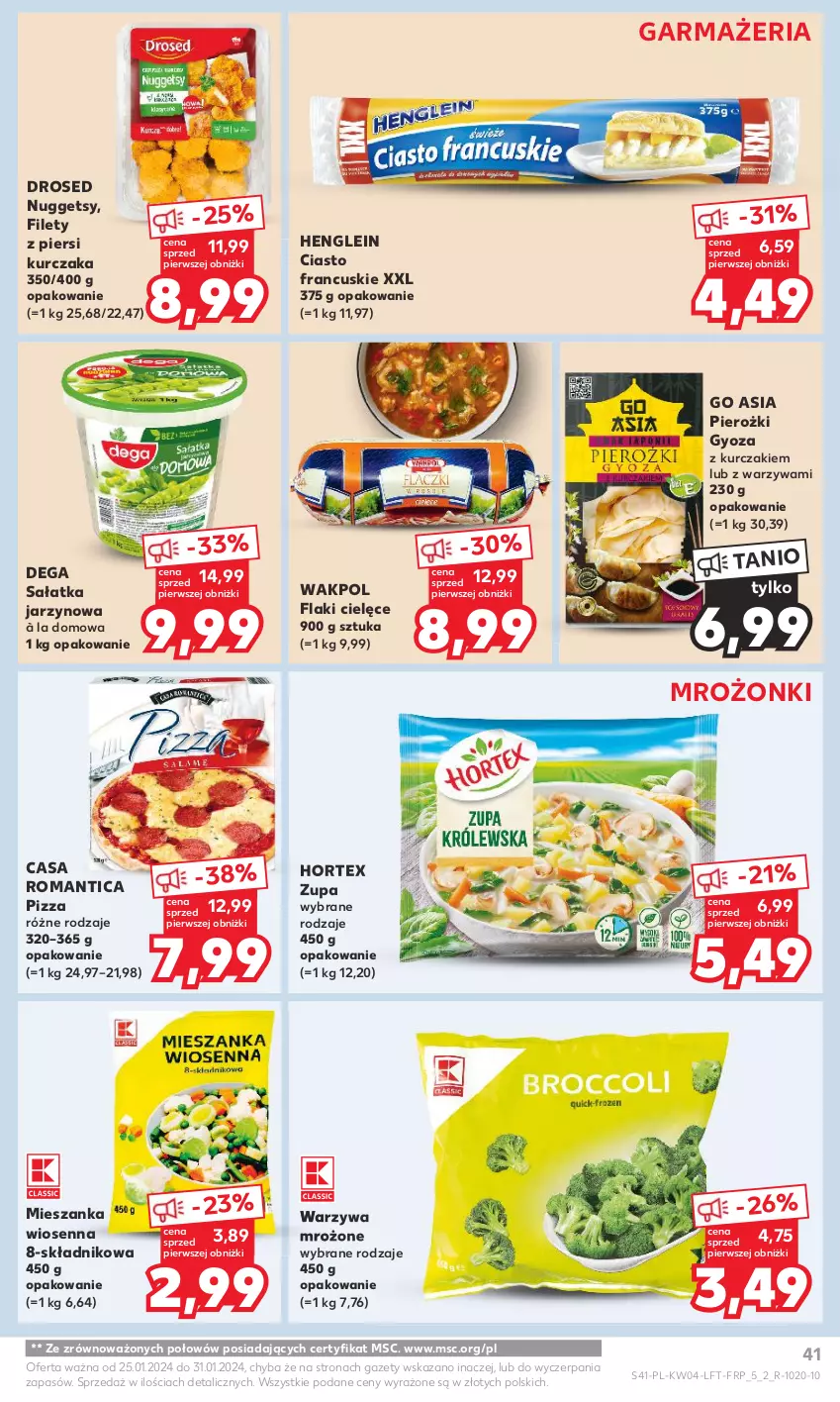 Gazetka promocyjna Kaufland - Gazetka tygodnia - ważna 25.01 do 31.01.2024 - strona 41 - produkty: Ciasto francuskie, Dega, Flaki, Hortex, Kurczak, Pizza, Sałat, Sałatka, Warzywa, Zupa