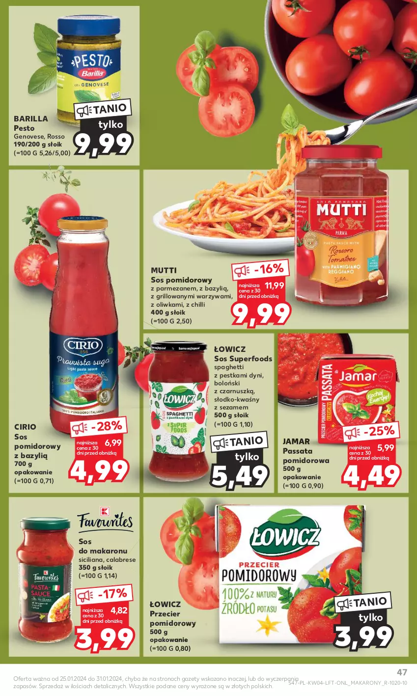 Gazetka promocyjna Kaufland - Gazetka tygodnia - ważna 25.01 do 31.01.2024 - strona 47 - produkty: Barilla, Bazyl, Grill, Makaron, Parmezan, Pesto, Sezam, Sos, Sos do makaronu, Sos pomidorowy, Spaghetti, Warzywa