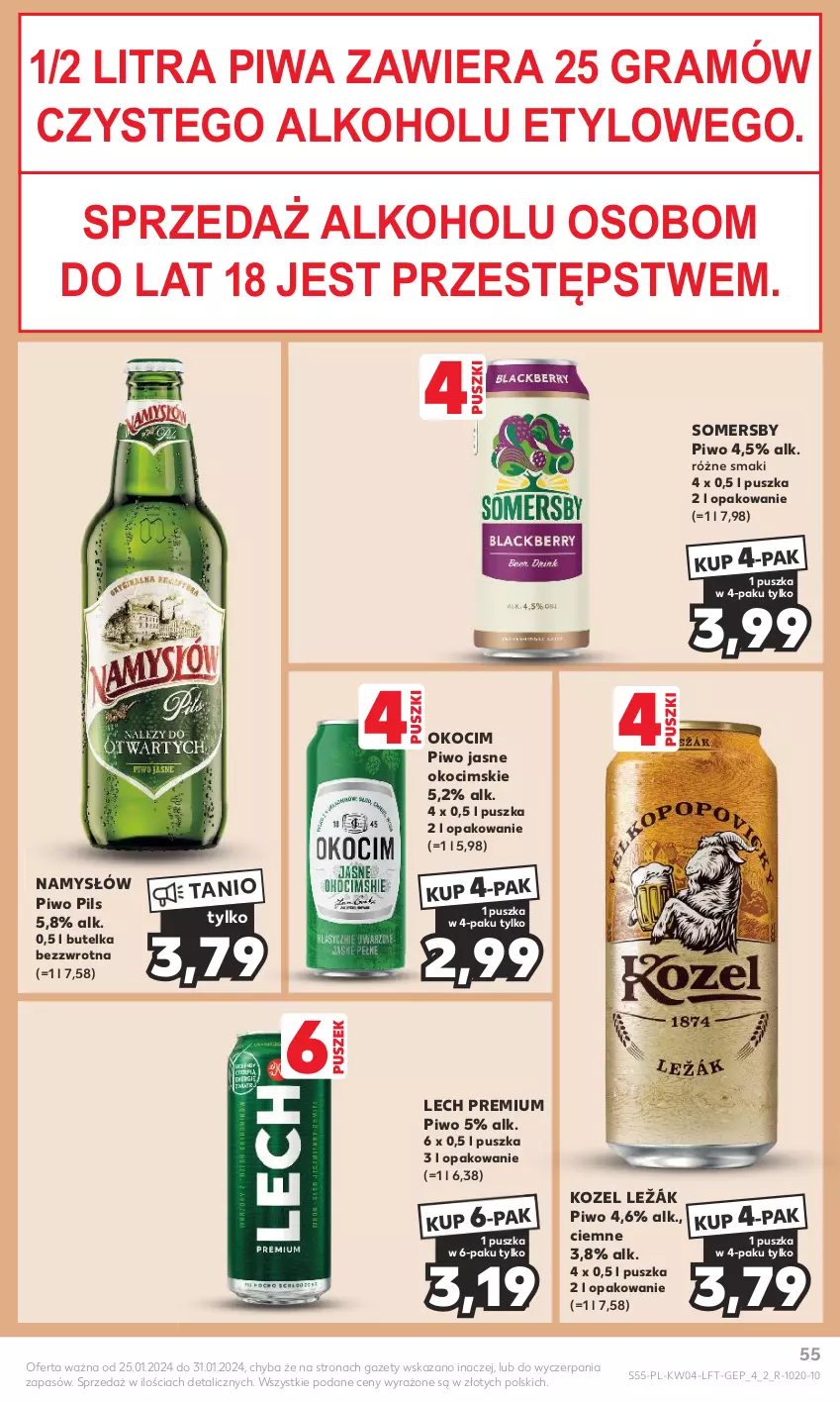 Gazetka promocyjna Kaufland - Gazetka tygodnia - ważna 25.01 do 31.01.2024 - strona 55 - produkty: Gra, Koc, Kozel, Lech Premium, Namysłów, Okocim, Piwa, Piwo, Piwo jasne, Somersby