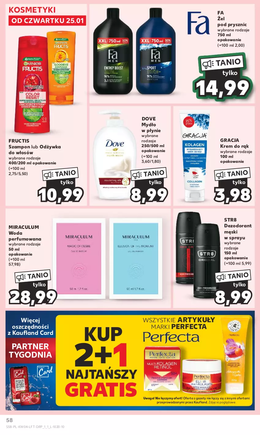 Gazetka promocyjna Kaufland - Gazetka tygodnia - ważna 25.01 do 31.01.2024 - strona 58 - produkty: Dezodorant, Dove, Fa, Fructis, Gra, Krem do rąk, Mydło, Mydło w płynie, Odżywka, Perfecta, Perfum, Str8, Szampon, Waga, Woda, Woda perfumowana