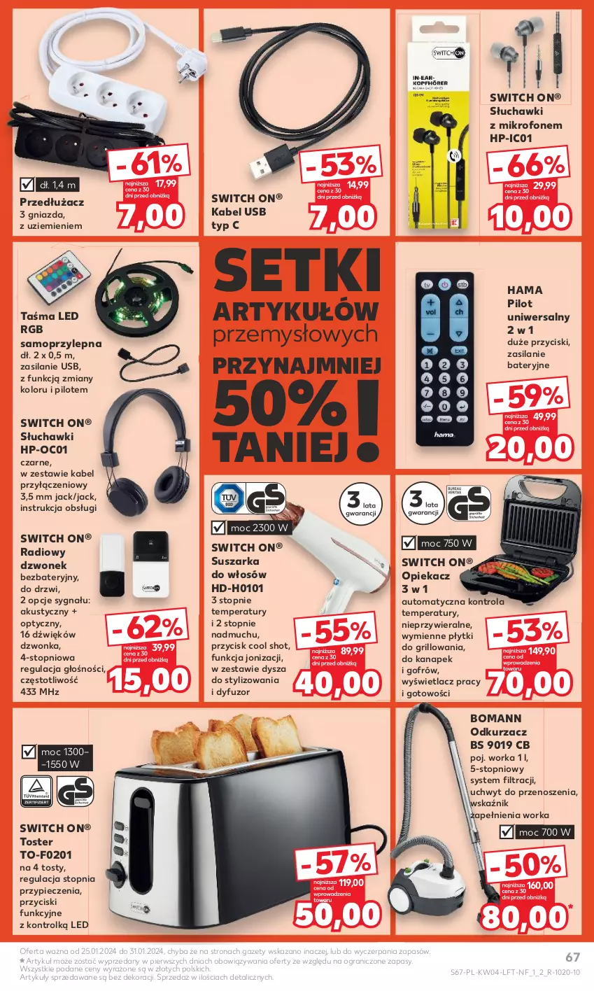 Gazetka promocyjna Kaufland - Gazetka tygodnia - ważna 25.01 do 31.01.2024 - strona 67 - produkty: Drzwi, Dzwonek, Gra, Grill, Hama, HP, Kabel USB, Mikrofon, Mop, Odkurzacz, Orka, Piec, Silan, Słuchawki, Suszarka, Top, Toster