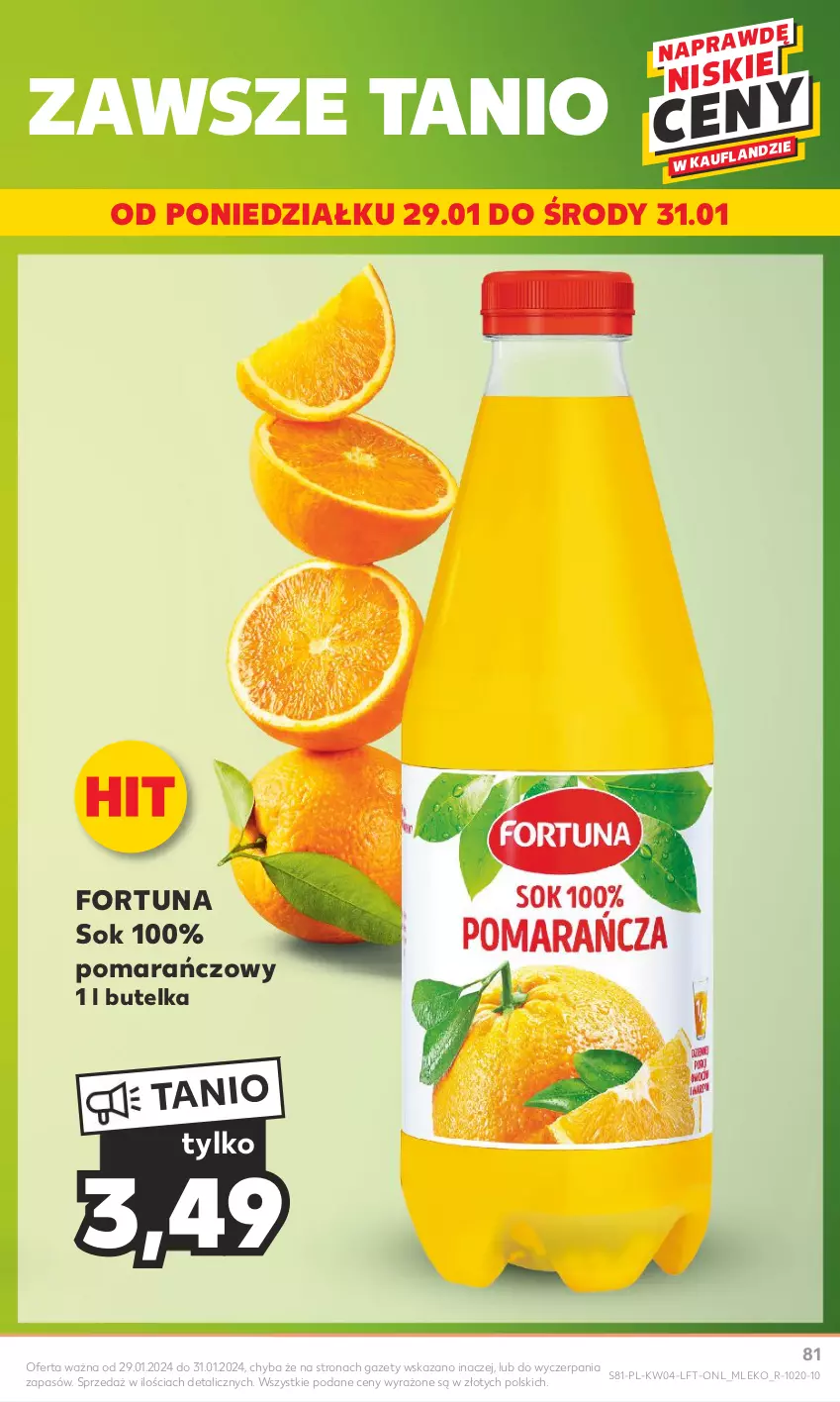 Gazetka promocyjna Kaufland - Gazetka tygodnia - ważna 25.01 do 31.01.2024 - strona 81 - produkty: Fortuna, Mleko, Sok