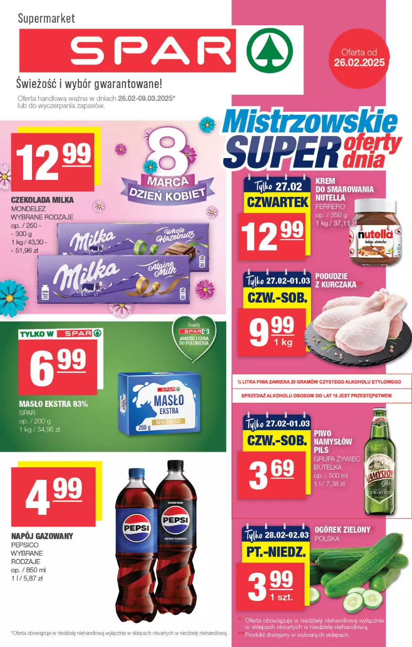 Gazetka promocyjna Spar - Spar - ważna 23.02 do 05.03.2025 - strona 1 - produkty: Czekolada, Masło, Milka, Napój, Napój gazowany, Pepsi