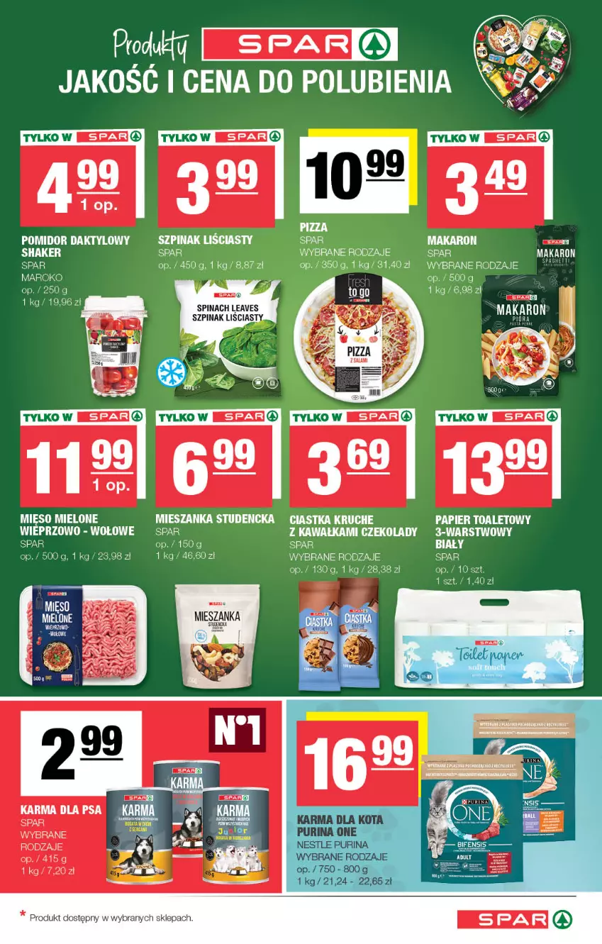 Gazetka promocyjna Spar - Spar - ważna 23.02 do 05.03.2025 - strona 5 - produkty: Ciastka, Kawa, Mięso, Mięso mielone, Mieszanka studencka, Papier, Papier toaletowy, Parka, Pur, Purina, Sok, Szpinak