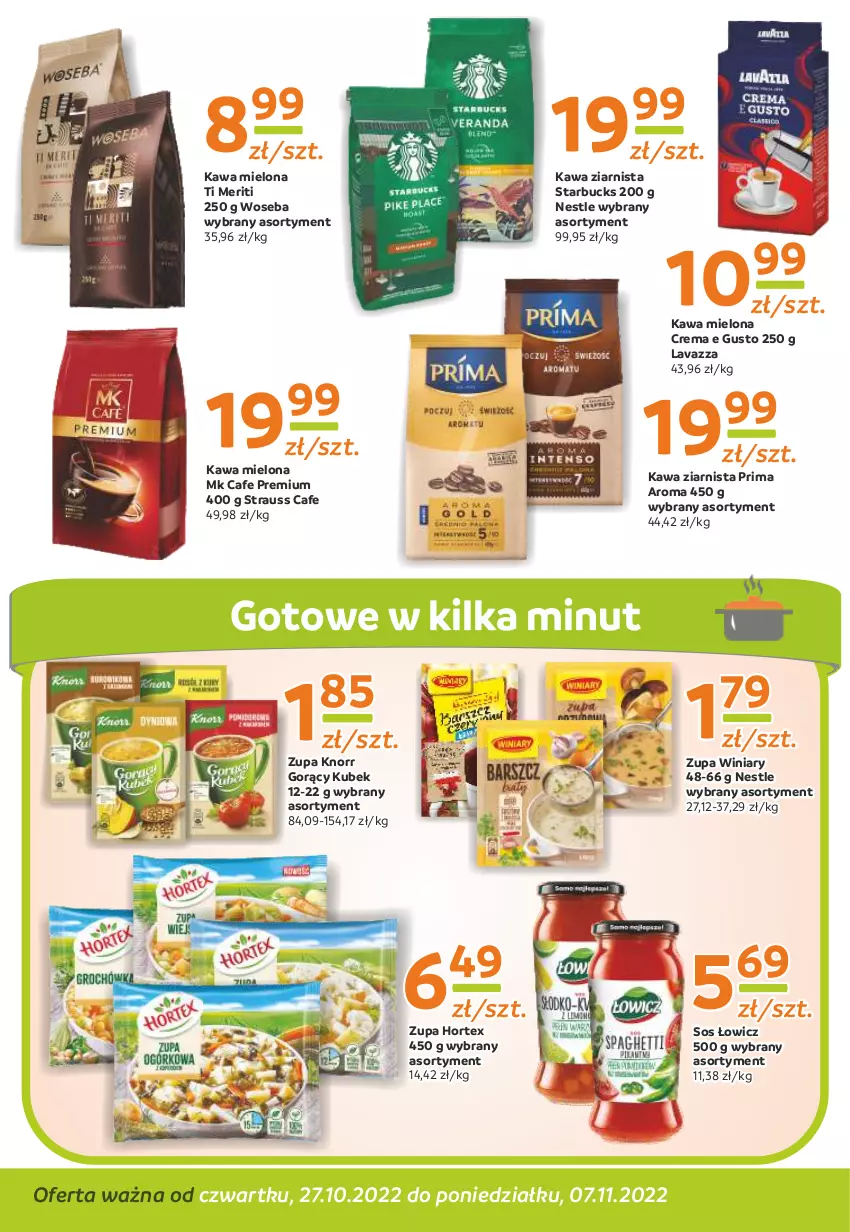 Gazetka promocyjna Gama - Gazetka Gama - ważna 07.11.2022 do 27.10.2023 - strona 6 - produkty: Hortex, Kawa, Kawa mielona, Kawa ziarnista, Knorr, Kubek, Lavazza, Prima, Sos, Winiary, Woseba, Zupa