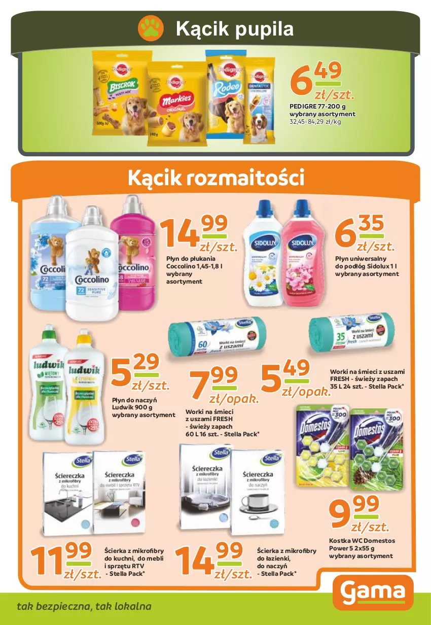 Gazetka promocyjna Gama - Gazetka Gama - ważna 07.11.2022 do 27.10.2023 - strona 9 - produkty: Coccolino, Domestos, Ludwik, Piec, Płyn do płukania, Sidolux, Worki na śmiec, Worki na śmieci