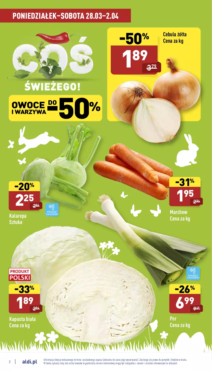 Gazetka promocyjna Aldi - Pełny katalog - ważna 28.03 do 02.04.2022 - strona 2 - produkty: Cebula, Owoce, Por, Warzywa