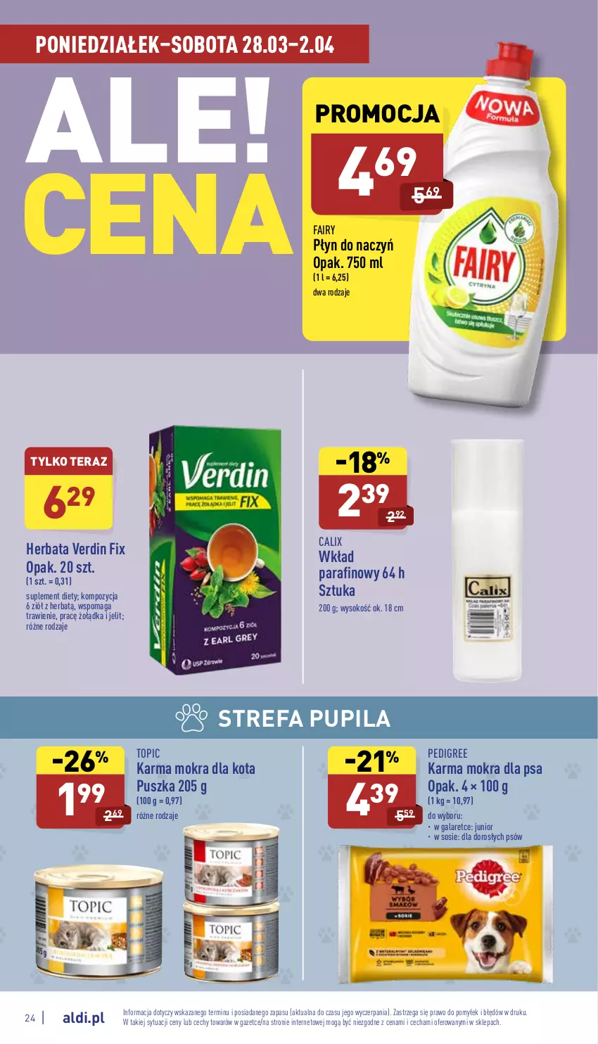 Gazetka promocyjna Aldi - Pełny katalog - ważna 28.03 do 02.04.2022 - strona 24 - produkty: Fa, Fairy, Gala, Herbata, Pedigree, Sok, Sos, Suplement diety, Tera, Top