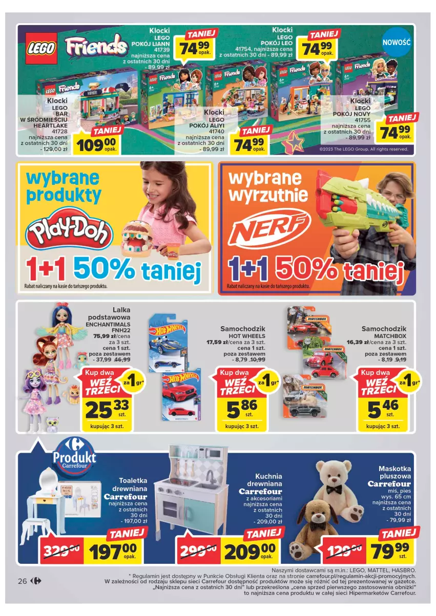 Gazetka promocyjna Carrefour - Gazetka Carrefour - ważna 10.01 do 21.01.2023 - strona 26 - produkty: Chodzik, Enchantimals, Hasbro, Hot Wheels, Klocki, Lalka, LEGO, Mattel, Toaletka