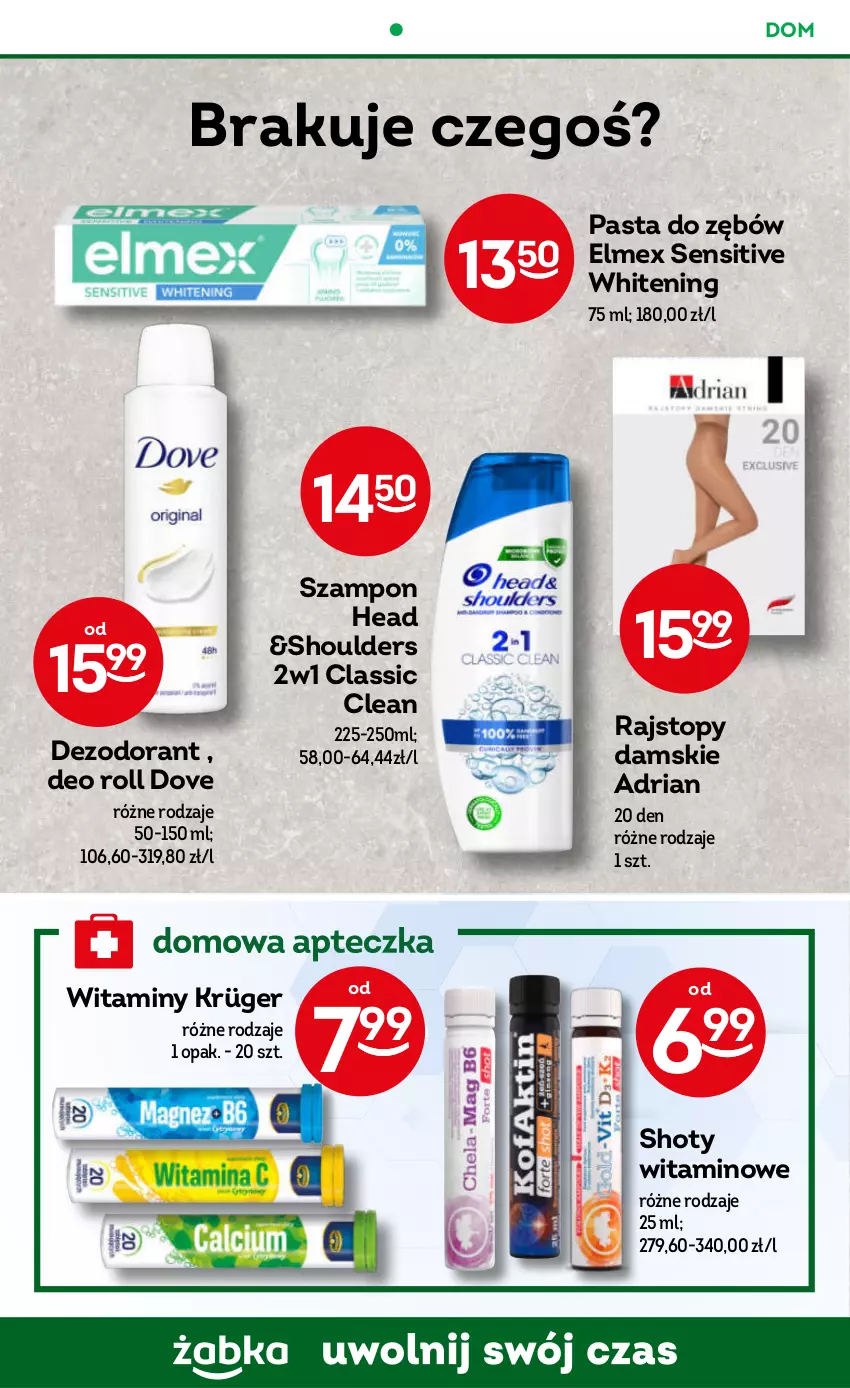 Gazetka promocyjna Żabka - ważna 08.11 do 21.11.2023 - strona 50 - produkty: Dezodorant, Dove, Elmex, Pasta do zębów, Rajstopy, Szampon, Top