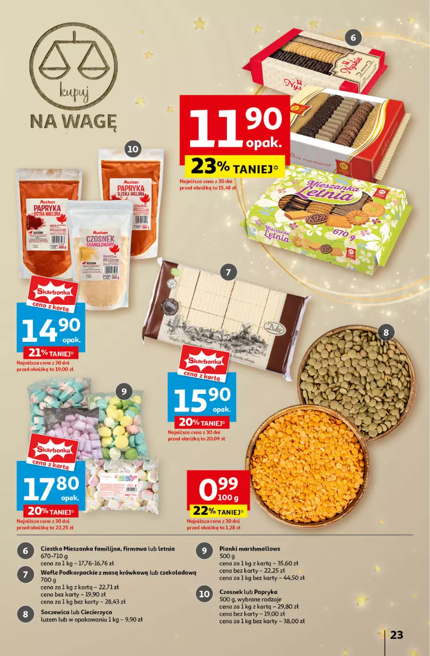 Gazetka promocyjna Auchan - Gazetka Pewność Niskich Cen Hipermarket Auchan - ważna 14.11 do 20.11.2024 - strona 25 - produkty: Ciastka, Czosnek, Fa, Karp, Mars, Marshmallows, Papryka, Wafle