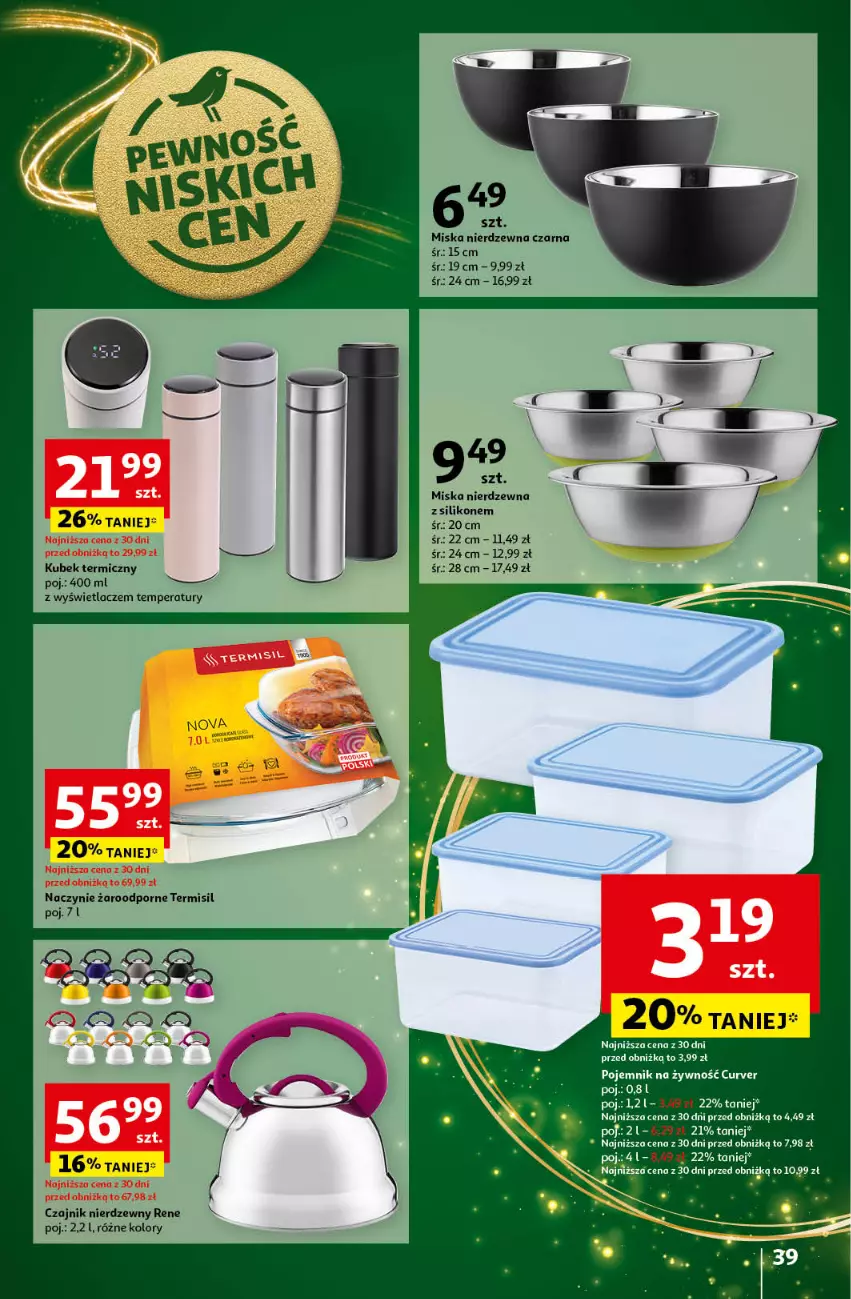 Gazetka promocyjna Auchan - Gazetka Pewność Niskich Cen Hipermarket Auchan - ważna 14.11 do 20.11.2024 - strona 41 - produkty: Czajnik, Kubek, Kubek termiczny, Miska, Naczynie żaroodporne, Pojemnik, Por