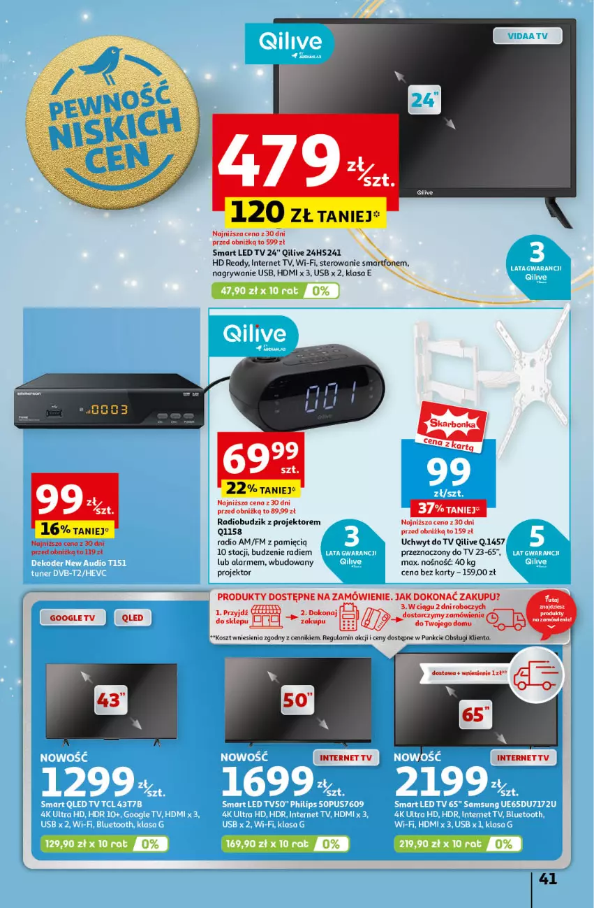 Gazetka promocyjna Auchan - Gazetka Pewność Niskich Cen Hipermarket Auchan - ważna 14.11 do 20.11.2024 - strona 47 - produkty: Budzik, Gry, HD ready, Kosz, LED TV, Radiobudzik, Smartfon