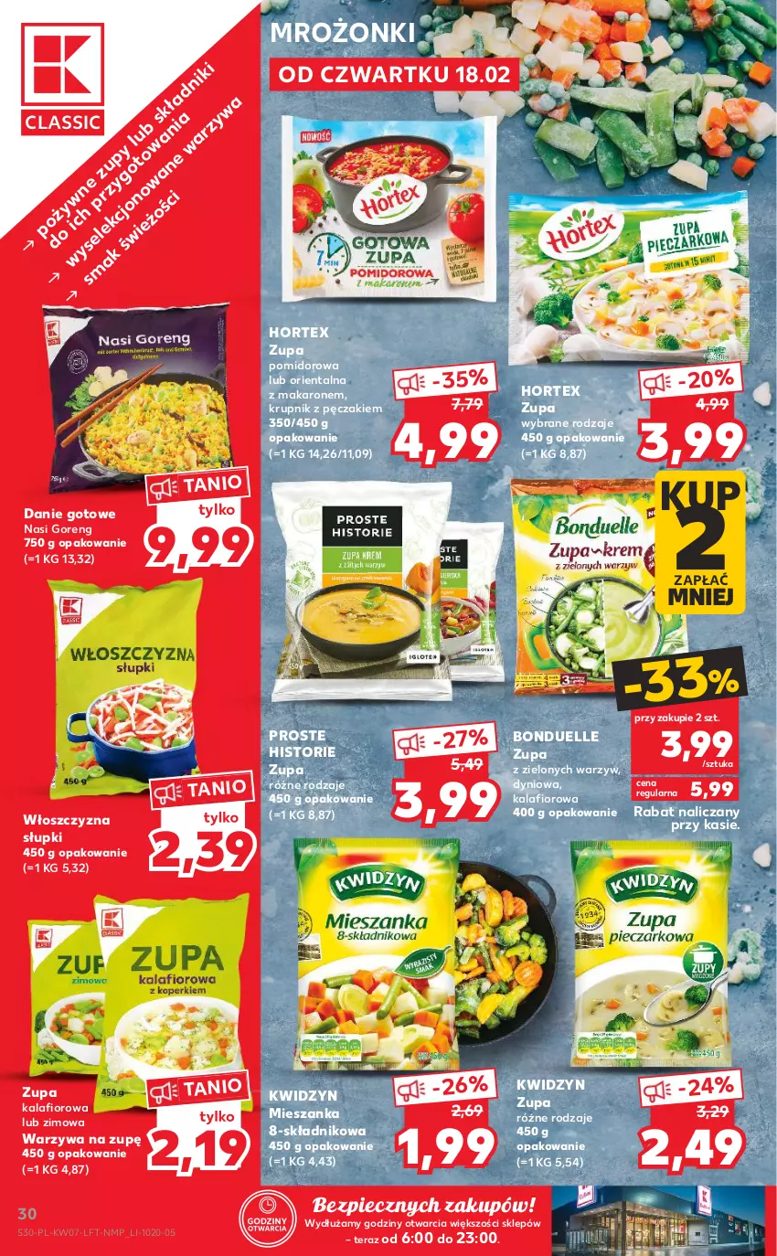 Gazetka promocyjna Kaufland - OFERTA TYGODNIA - ważna 18.02 do 24.02.2021 - strona 30 - produkty: Bonduelle, Danie gotowe, Hortex, Kalafior, Krupnik, Makaron, Piec, Tera, Warzywa, Zupa, Zupa kalafiorowa, Zupa pomidorowa