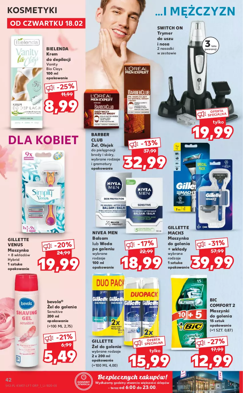 Gazetka promocyjna Kaufland - OFERTA TYGODNIA - ważna 18.02 do 24.02.2021 - strona 42 - produkty: BIC, Bielenda, Gillette, Gillette Venus, Gra, Krem do depilacji, Mach3, Maszynka, Maszynka do golenia, Nivea, Nivea Men, Olej, Piec, Rama, Szynka, Tera, Venus, Woda, Woda po goleniu