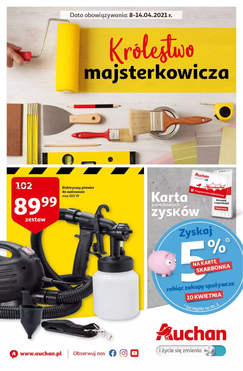 Gazetka promocyjna Auchan - Królestwo majsterkowicza Hipermarkety - ważna 08.04 do 14.04.2021 - strona 1 - produkty: Pistolet, Ser