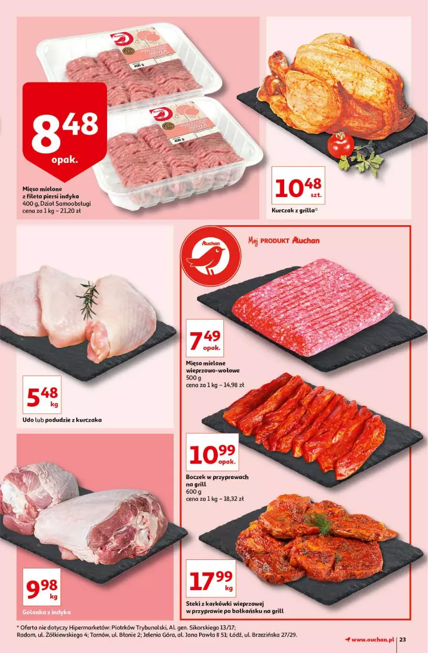 Gazetka promocyjna Auchan - Królestwo majsterkowicza Hipermarkety - ważna 08.04 do 14.04.2021 - strona 23 - produkty: Boczek, Grill, Kurczak, Mięso, Mięso mielone, Podudzie z kurczaka, Stek