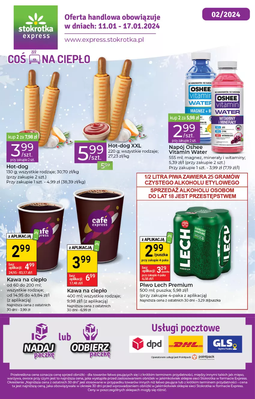 Gazetka promocyjna Stokrotka - Stokrotka Express - ważna 11.01 do 17.01.2024 - strona 1 - produkty: Kawa, Lech Premium, Magnez, Mięso, Oshee, Owoce, Piwo, Ser, Warzywa