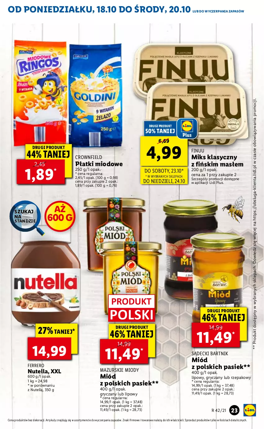 Gazetka promocyjna Lidl - ważna 18.10 do 21.10.2021 - strona 23 - produkty: Ferrero, Finuu, Gry, Miód, Nutella, Por