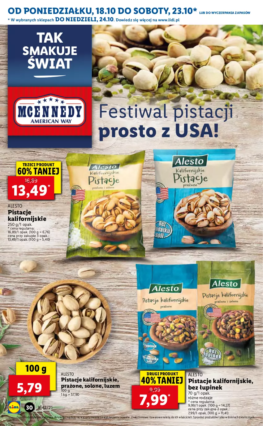 Gazetka promocyjna Lidl - ważna 18.10 do 21.10.2021 - strona 30 - produkty: Pistacje