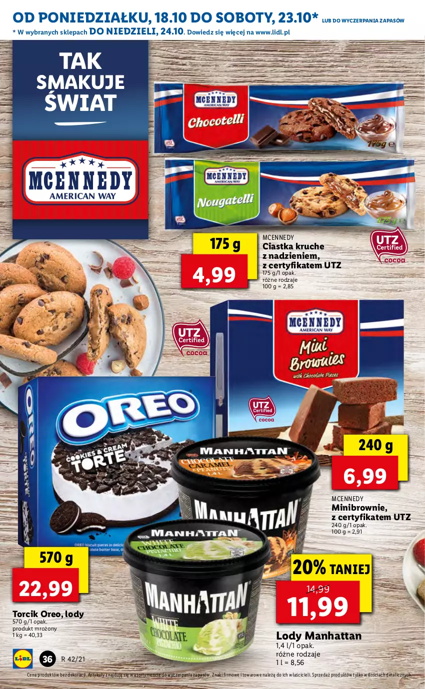 Gazetka promocyjna Lidl - ważna 18.10 do 21.10.2021 - strona 36 - produkty: Brownie, Ciastka, Lody, Oreo