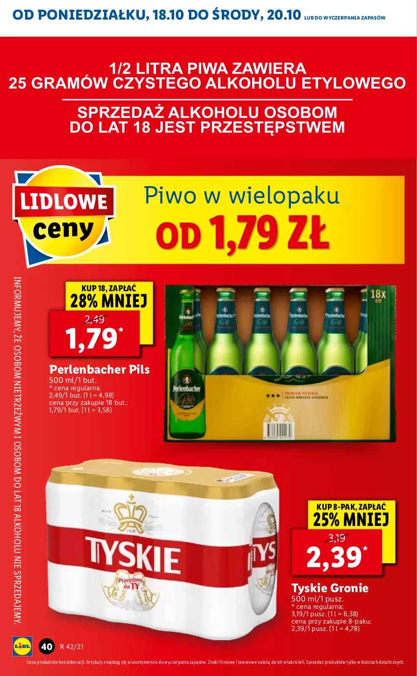 Gazetka promocyjna Lidl - ważna 18.10 do 21.10.2021 - strona 40 - produkty: NBA, Piwo, Tyskie