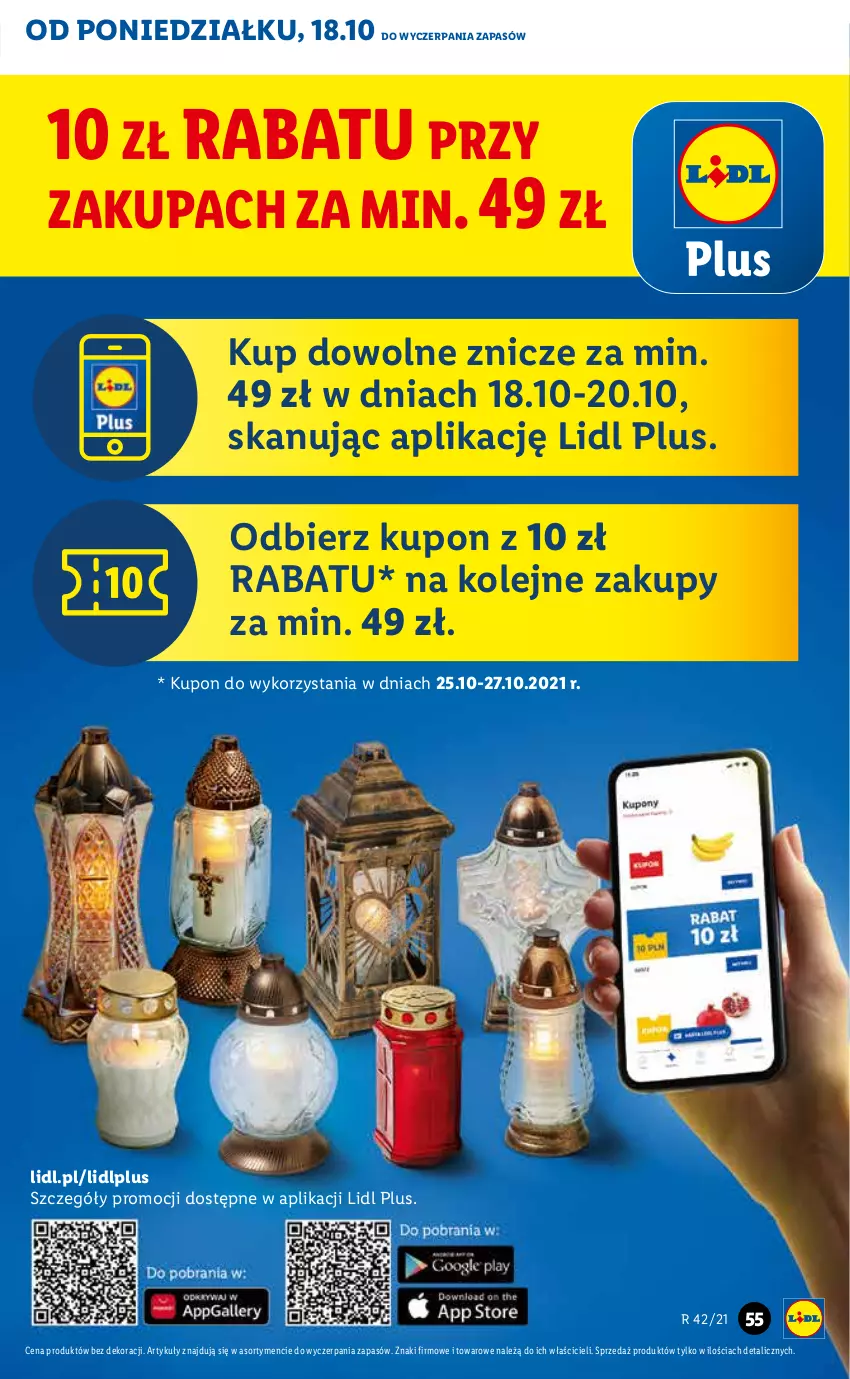 Gazetka promocyjna Lidl - ważna 18.10 do 21.10.2021 - strona 55 - produkty: Olej, Znicz