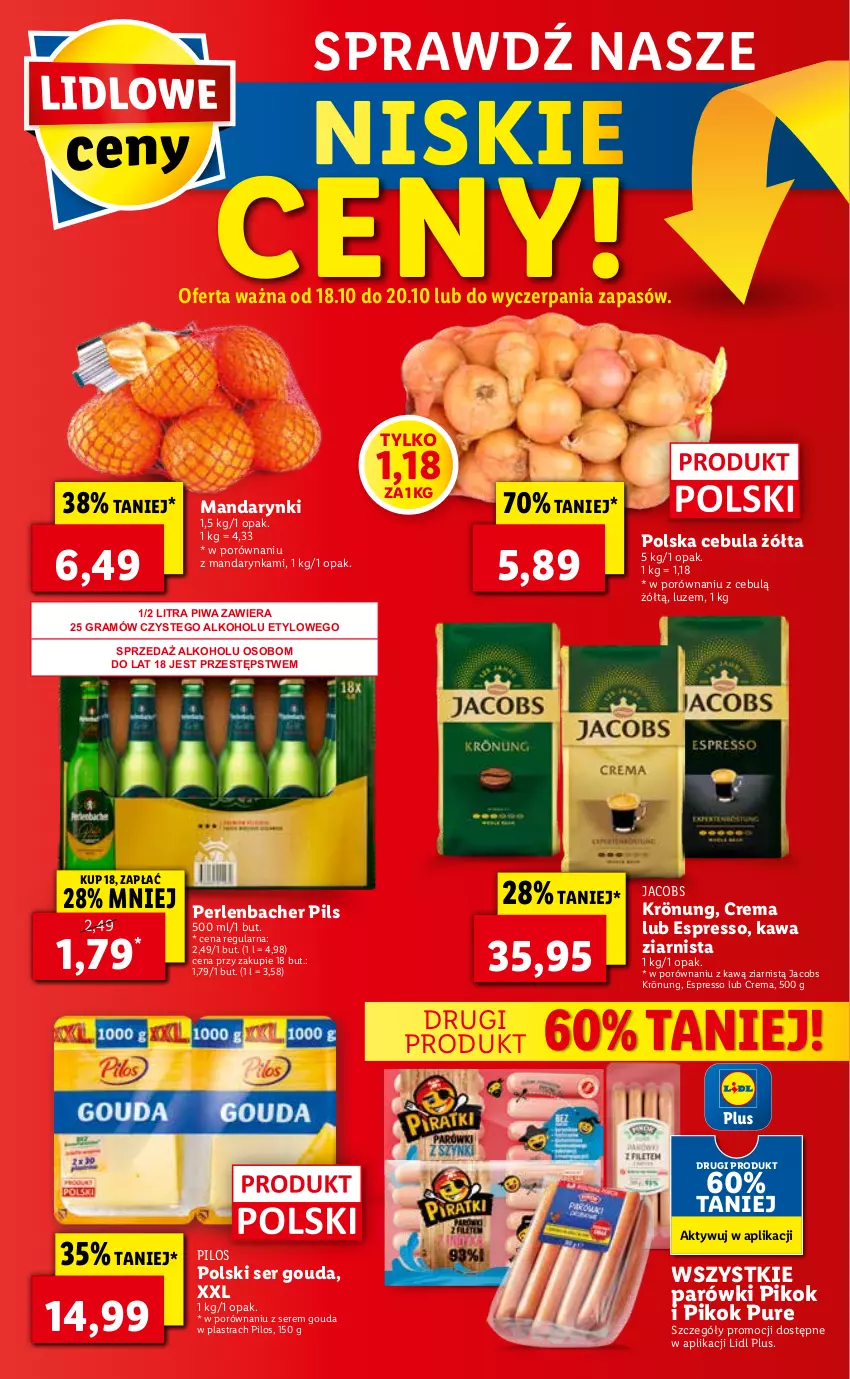 Gazetka promocyjna Lidl - ważna 18.10 do 21.10.2021 - strona 56 - produkty: Cebula, Gouda, Gra, Jacobs, Jacobs Krönung, Kawa, Kawa ziarnista, Mandarynki, NBA, Parówki, PIKOK, Pilos, Piwa, Por, Pur, Ser