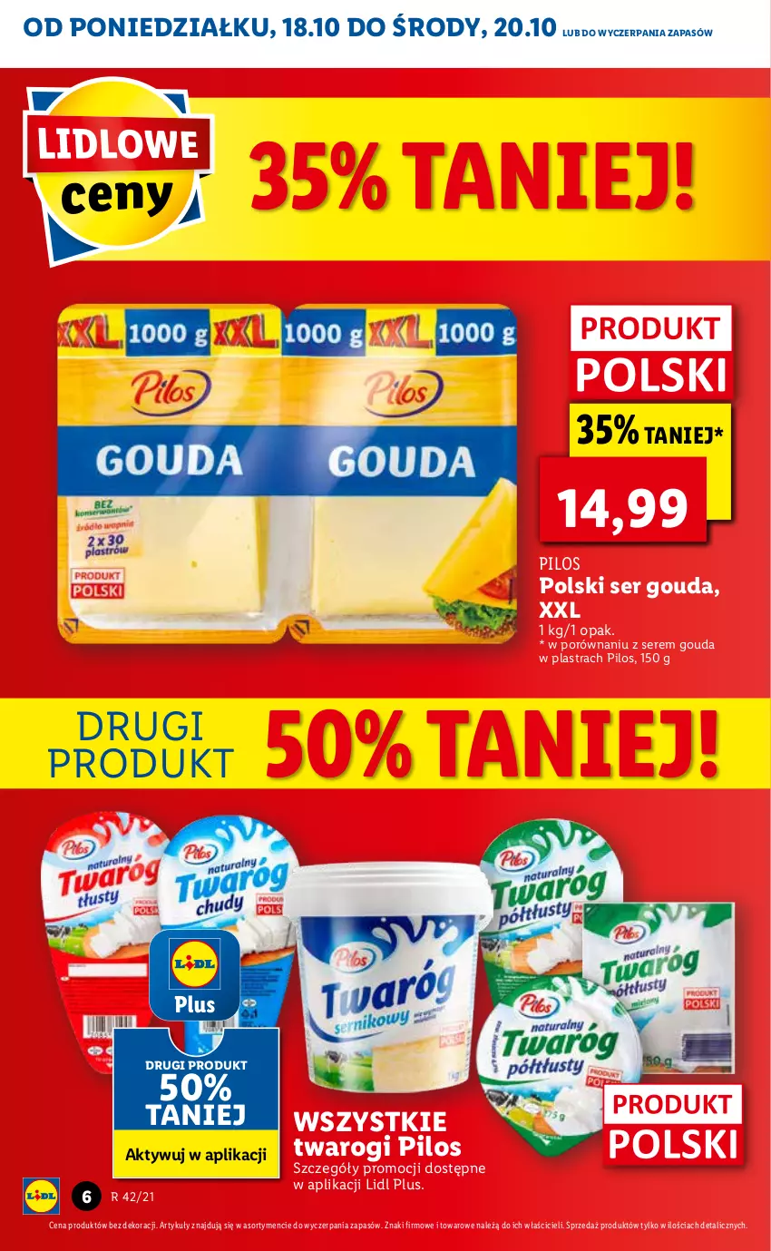 Gazetka promocyjna Lidl - ważna 18.10 do 21.10.2021 - strona 6 - produkty: Gouda, Pilos, Por, Ser