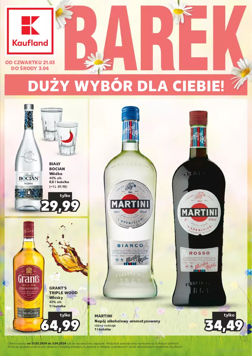 Gazetka promocyjna Kaufland - Barek Kauflandu - ważna 21.03 do 03.04.2024 - strona 1 - produkty: Biały Bocian, Gra, Martini, Napój, Whisky, Wódka