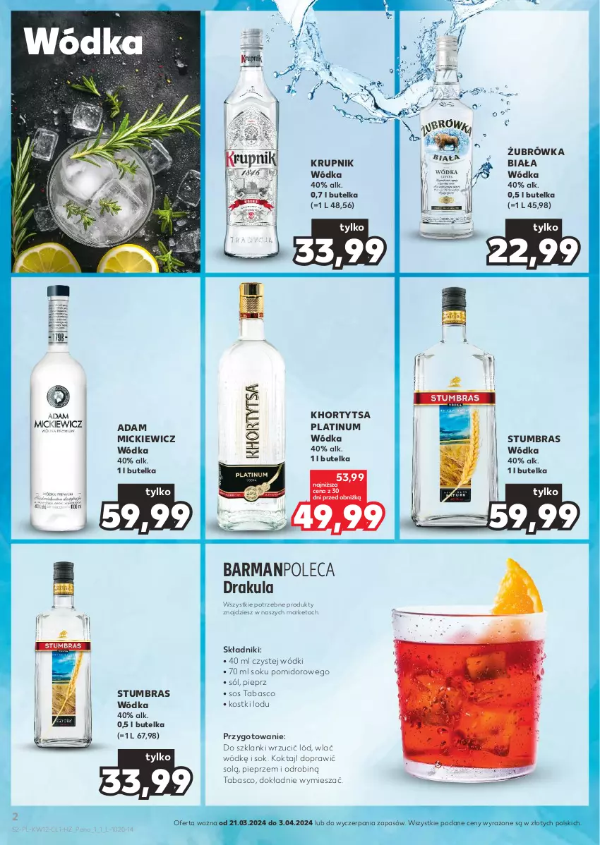 Gazetka promocyjna Kaufland - Barek Kauflandu - ważna 21.03 do 03.04.2024 - strona 2 - produkty: Krupnik, Lanki, Pieprz, Sok, Sól, Sos, Sos tabasco, Wódka