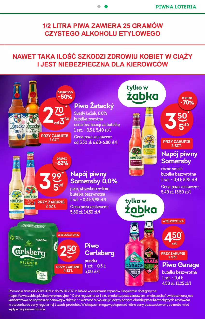 Gazetka promocyjna Żabka - ważna 13.10 do 19.10.2021 - strona 5 - produkty: Carlsberg, Gra, Napój, Piec, Piwa, Piwo, Somersby