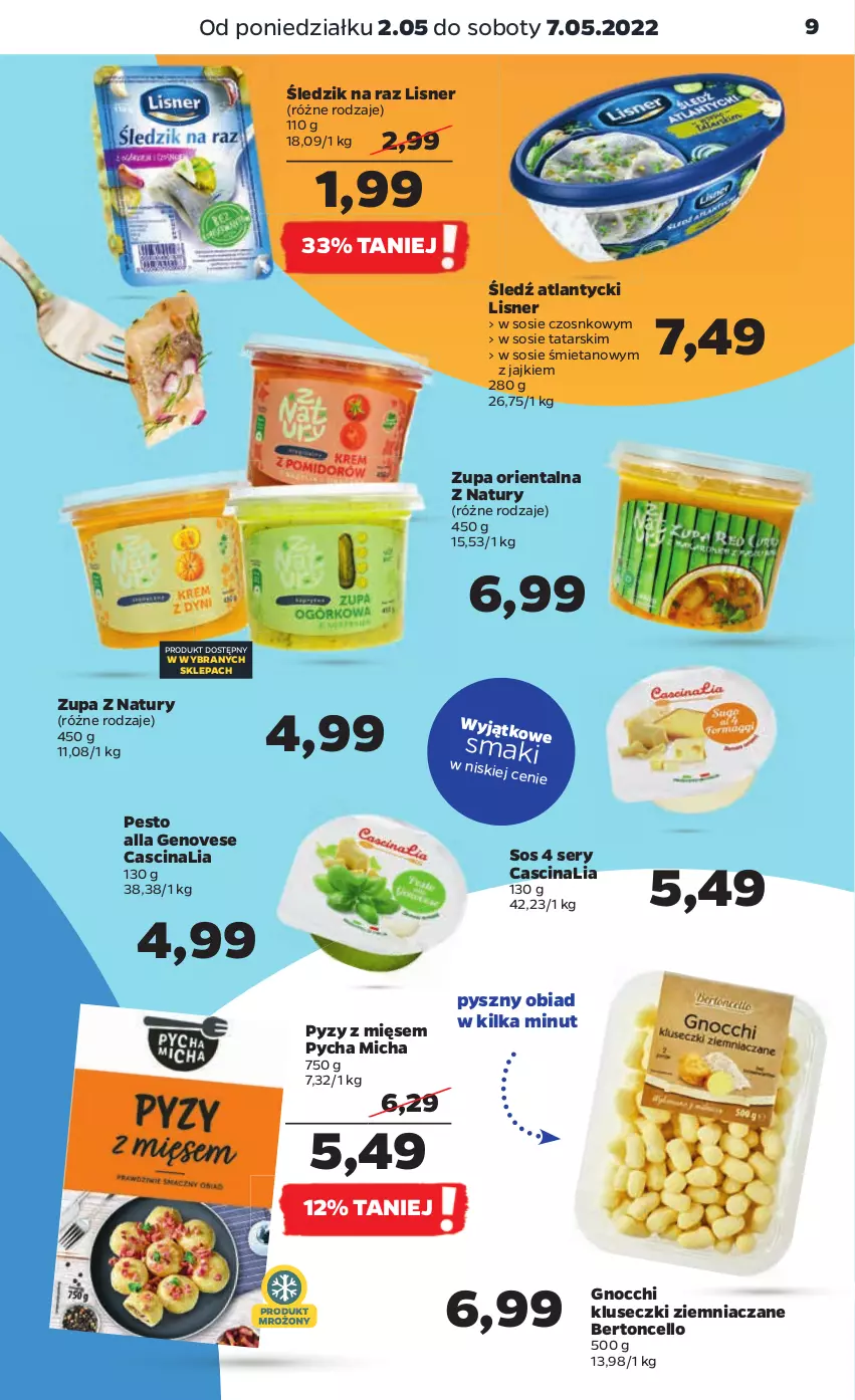 Gazetka promocyjna Netto - Gazetka spożywcza - ważna 02.05 do 07.05.2022 - strona 9 - produkty: Gnocchi, Lisner, Pesto, Ser, Sos, Zupa