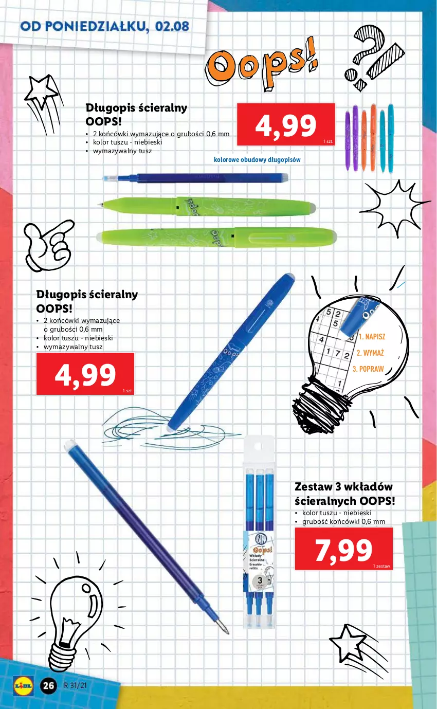 Gazetka promocyjna Lidl - KATALOG SKLEPÓW STACJONARNYCH - ważna 26.07 do 07.08.2021 - strona 26 - produkty: Długopis, Tusz