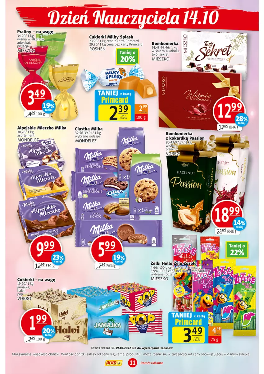 Gazetka promocyjna Prim Market - ważna 13.10 do 19.10.2022 - strona 11 - produkty: Ciastka, Cukier, Cukierki, Kret, Milka, Mleczko, Sok