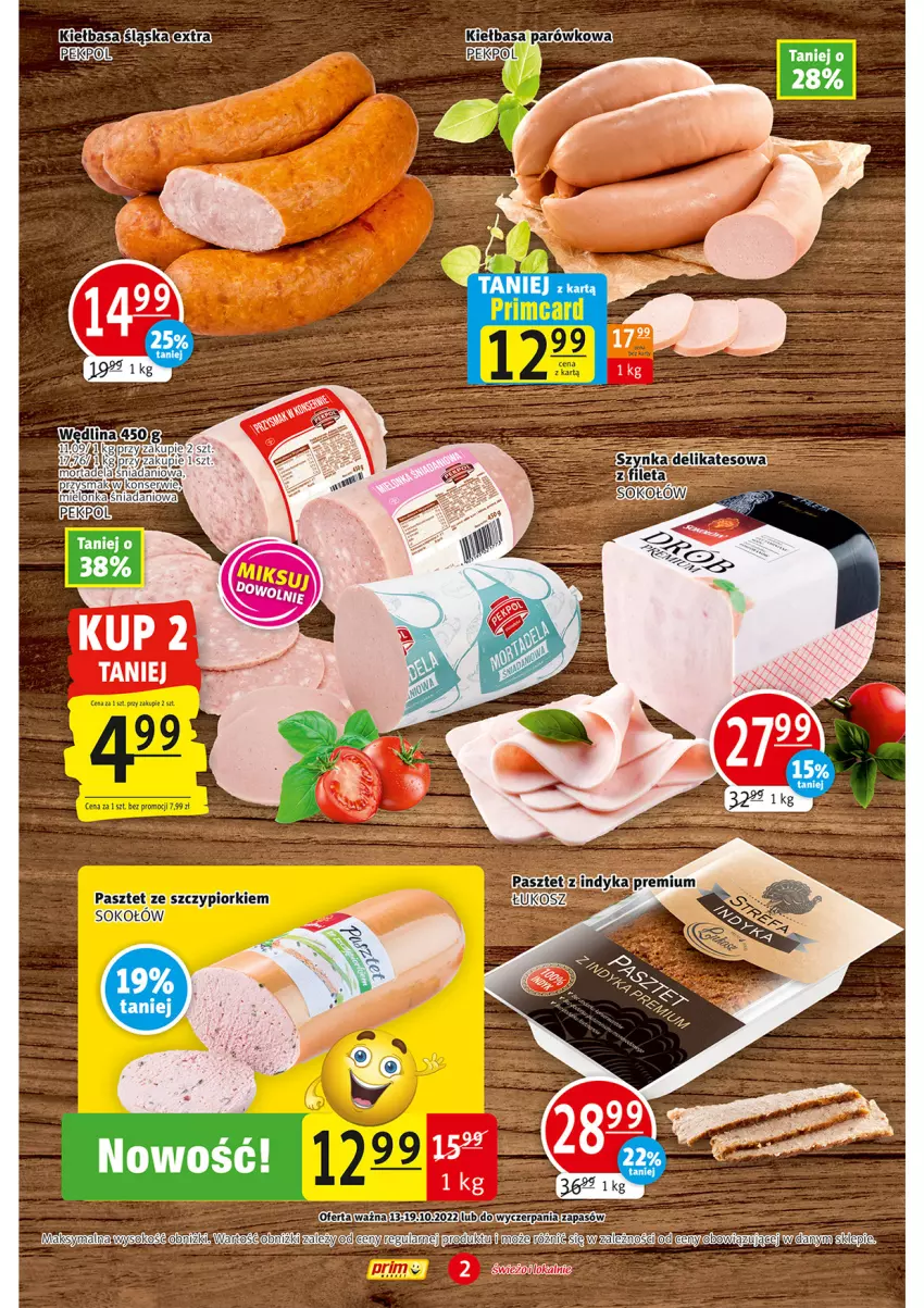 Gazetka promocyjna Prim Market - ważna 13.10 do 19.10.2022 - strona 2 - produkty: Kiełbasa, Pasztet, Sok, Sokołów