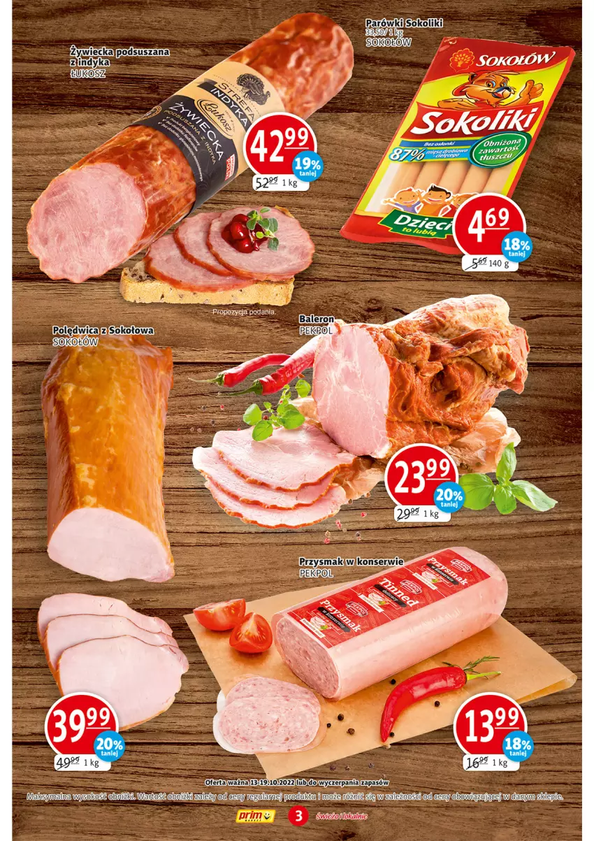 Gazetka promocyjna Prim Market - ważna 13.10 do 19.10.2022 - strona 3 - produkty: Nerf, Parówki, Polędwica, Sok, Sokołów