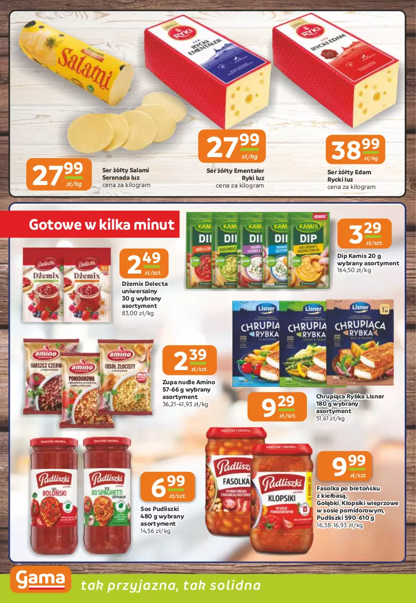 Gazetka promocyjna Gama - Gazetka Gama - ważna 18.06 do 30.06.2026 - strona 10 - produkty: Delecta, Dżem, Edam, Ementaler, Fa, Gra, Kamis, Klopsiki, Lisner, Pudliszki, Salami, Ser, Sos, Zupa