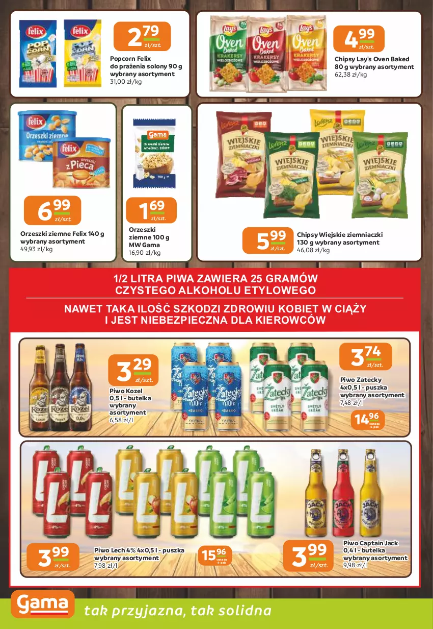 Gazetka promocyjna Gama - Gazetka Gama - ważna 18.06 do 30.06.2026 - strona 14 - produkty: Captain Jack, Chipsy, Felix, Gra, Kozel, Lay’s, Orzeszki, Orzeszki ziemne, Piec, Piwa, Piwo, Popcorn